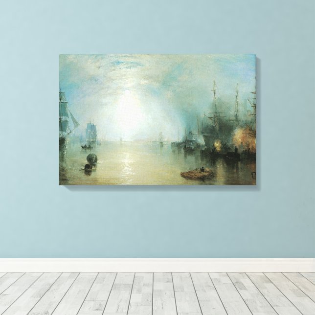 Keelmen Heaving Coals, Moonlight by Joseph Turner Canvas Print (Insitu(Wood Floor))