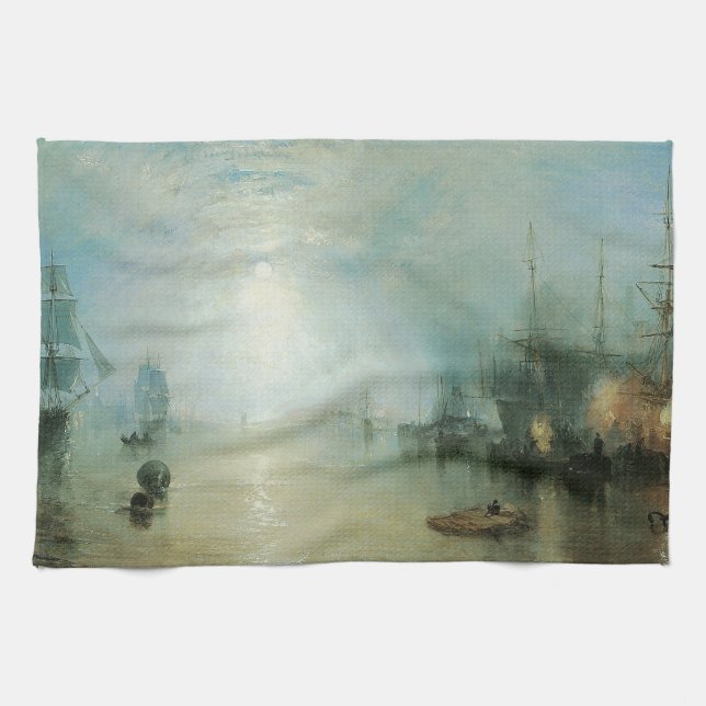 Keelmen Heaving Coals, Moonlight by Joseph Turner Kitchen Towel (Horizontal)