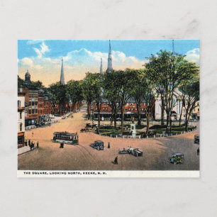 KEENE NH Town Square View, 1922 Vintage Postcard