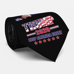 TooLoud Keep America Great Trump 2020 Printed White Neck Tie