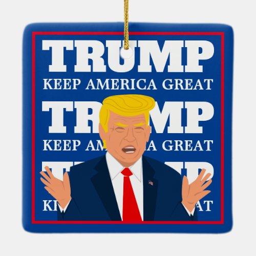 Keep America Great Trump Cartoon Christmas tree Ceramic Ornament