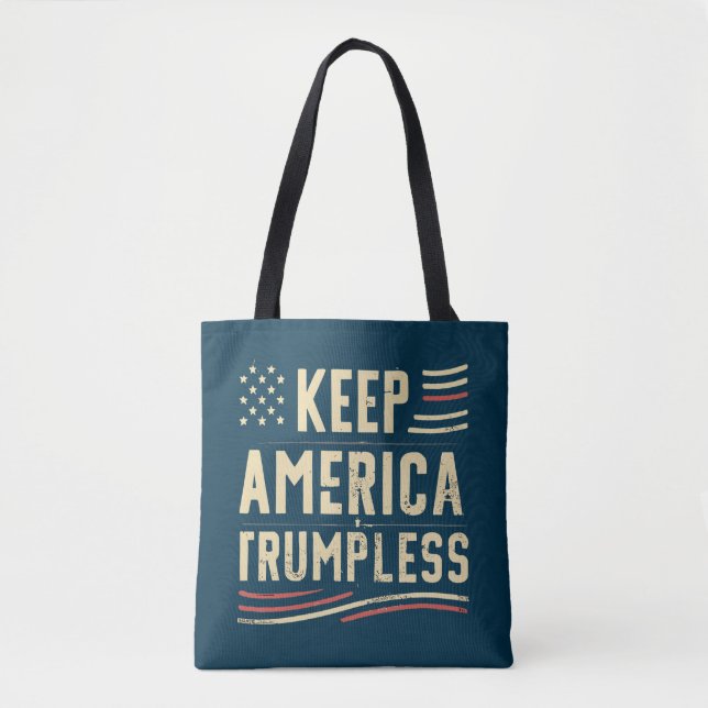 KEEP AMERICA TRUMPLESS American flag map Tote Bag (Front)