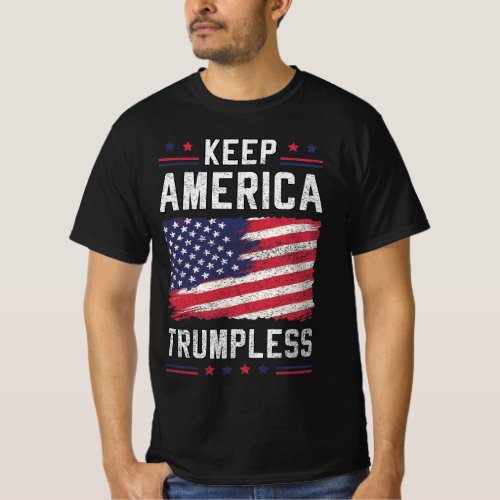 Keep America Trumpless Political USA Flag 4th Jul  T_Shirt