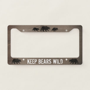 Keep Bears Wild - Bear Silhouettes Rustic Custom License Plate Frame