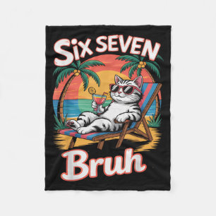 Keep Calm 67 Bruh Cat Vacation Cruise Trip Joke Ge Fleece Blanket