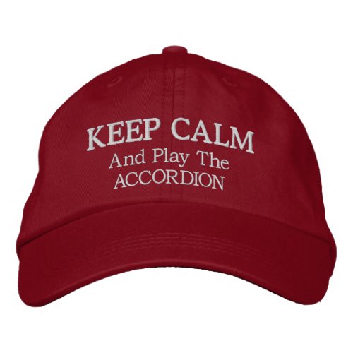 Keep Calm Accordion Music Embroidered Hat