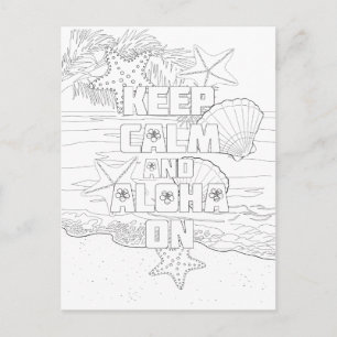Keep Calm Aloha On Adult Coloring Postcard