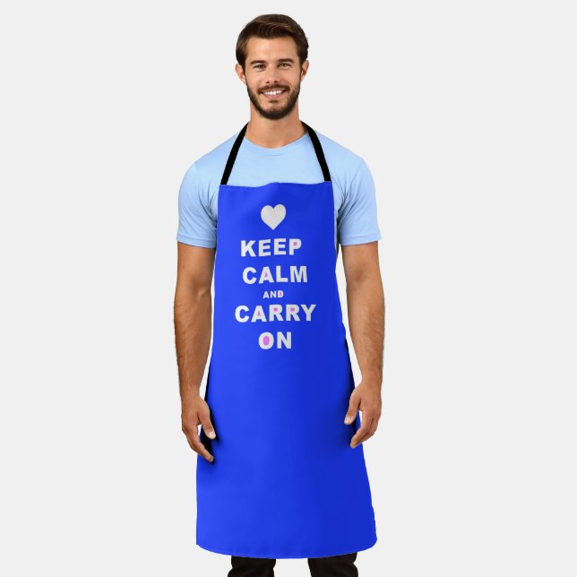 KEEP CALM AN CARRY ON Blue Apron (Worn)