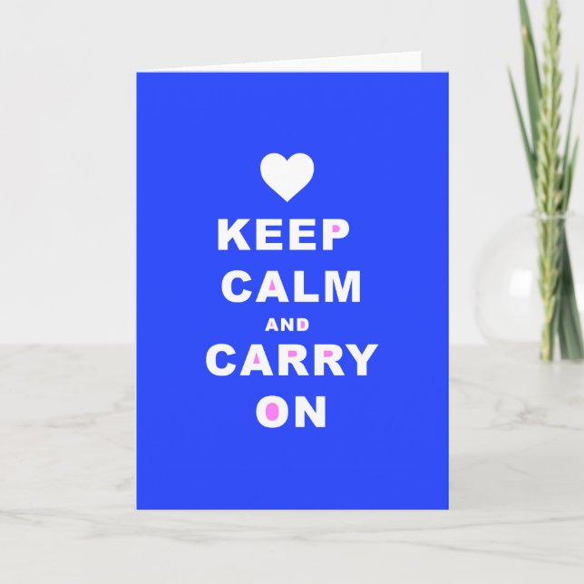 KEEP CALM AN CARRY ON Blue Card (Front)