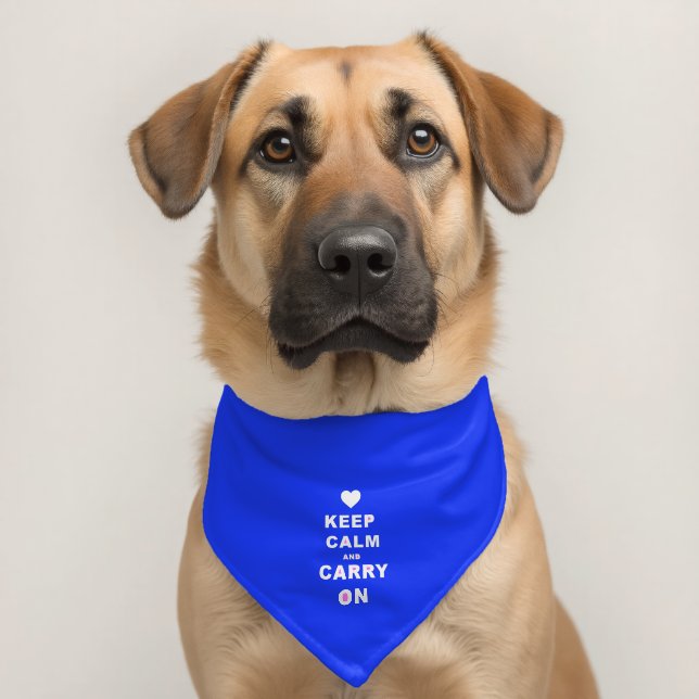 KEEP CALM AN CARRY ON Blue Pet Bandana Collar (Dog 2)