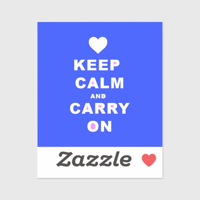 KEEP CALM AN CARRY ON Blue Sticker (Sheet)