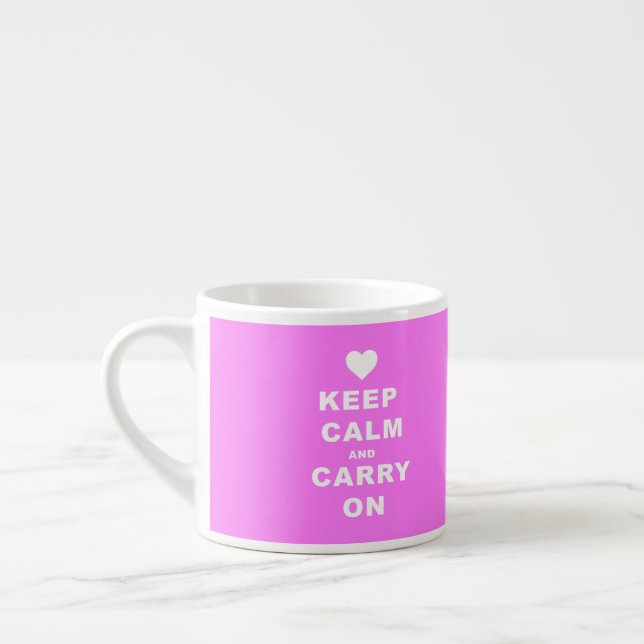 KEEP CALM AN CARRY ON Pink Espresso Cup (Left)