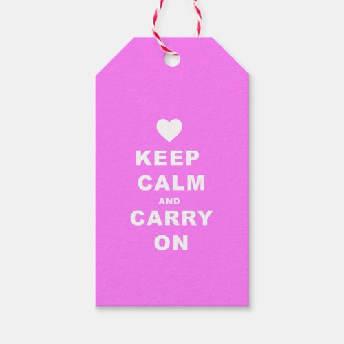 KEEP CALM AN CARRY ON Pink Gift Tags