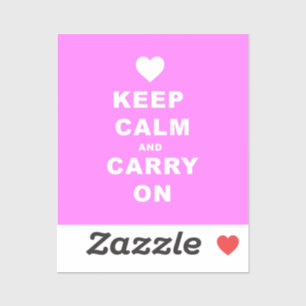 KEEP CALM AN CARRY ON PINK STICKER