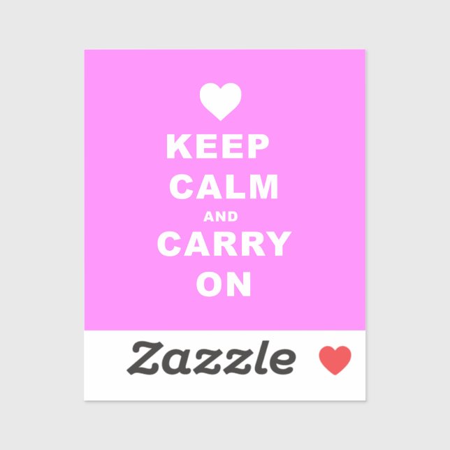 KEEP CALM AN CARRY ON PINK STICKER (Sheet)