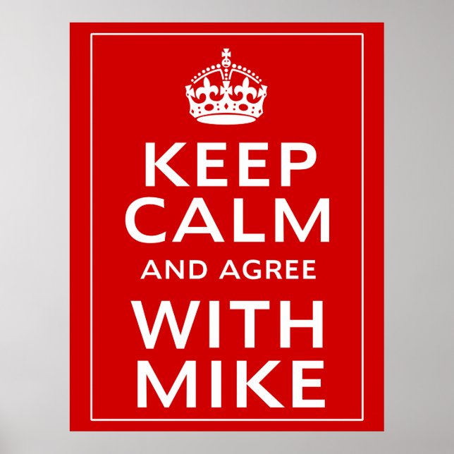 Keep Calm And Agree With Mike Poster (Front)