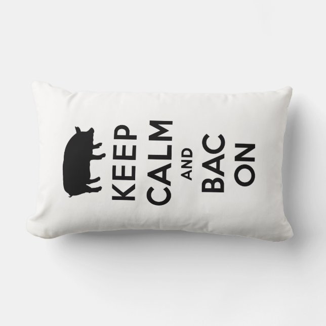 Keep calm and bacon lumbar pillow (Front)