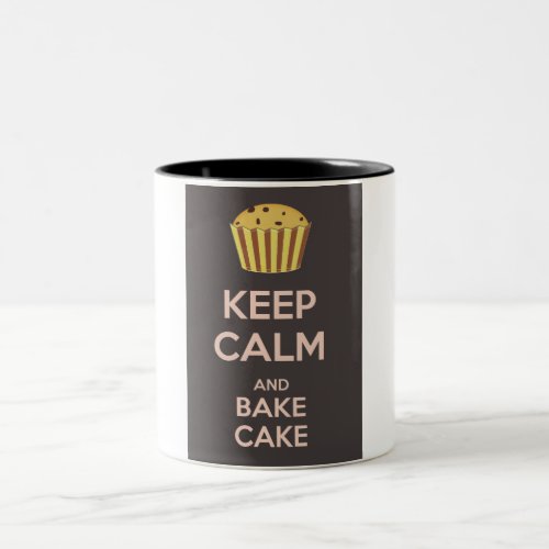 Keep Calm and Bake Cake Vintage Poster Two_Tone Coffee Mug