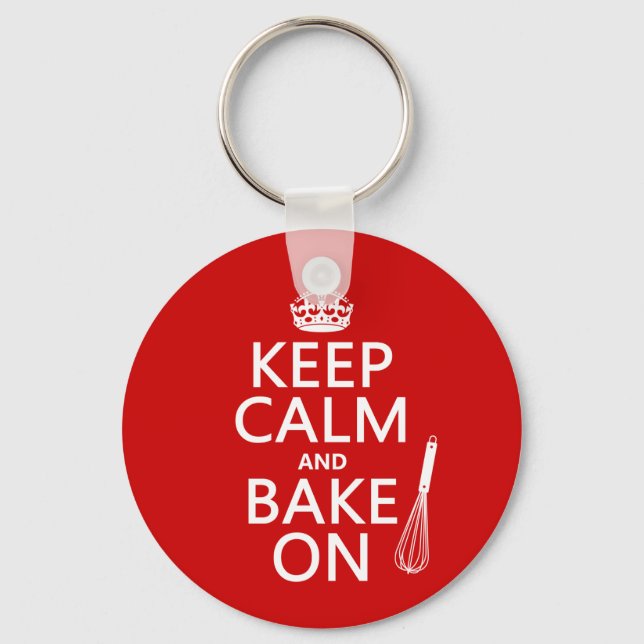 Keep Calm and Bake On Keychain (Front)