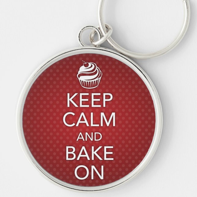 Keep Calm and Bake On Keychain (Front)