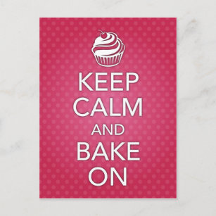 Keep Calm and Bake On Recipe Card Pink