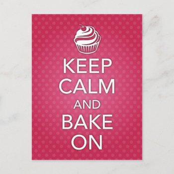 Keep Calm And Bake On Recipe Card Pink by wrkdesigns at Zazzle