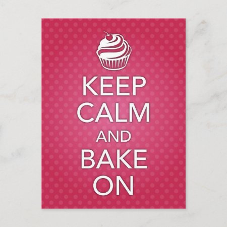 Keep Calm And Bake On Recipe Card Pink