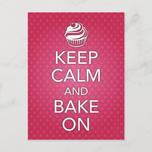 Keep Calm and Bake On Recipe Card Pink