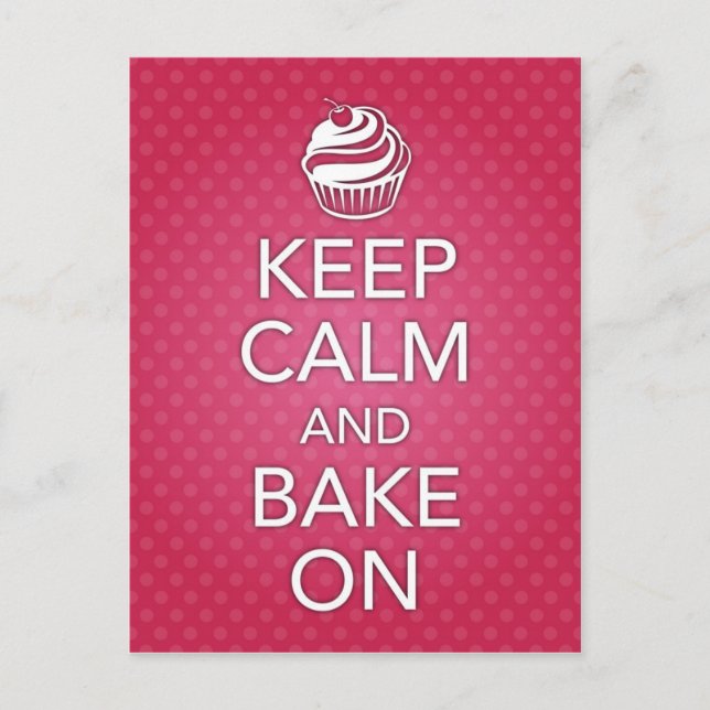 Keep Calm and Bake On Recipe Card Pink (Front)