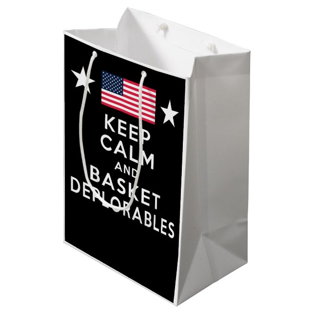 Keep Calm and Basket Deplorables Funny Elections Medium Gift Bag (Front Angled)