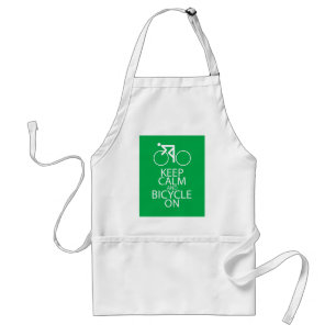 Keep Calm and Bicycle On Print Design Green Gift Adult Apron