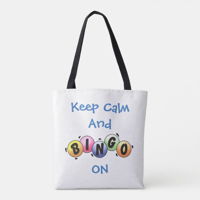 Keep Calm and Bingo On *Personalize It* Tote Bag (Back)