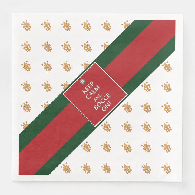 "Keep Calm and Bocce On" dinner-size paper napkins (Front)