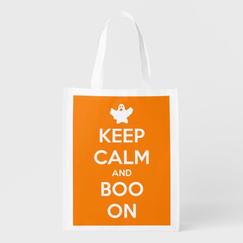 Keep Calm and Boo On Orange Reusable Tote Bag