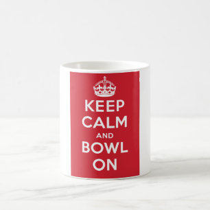 "Keep Calm and Bowl On" Mug (Red field)