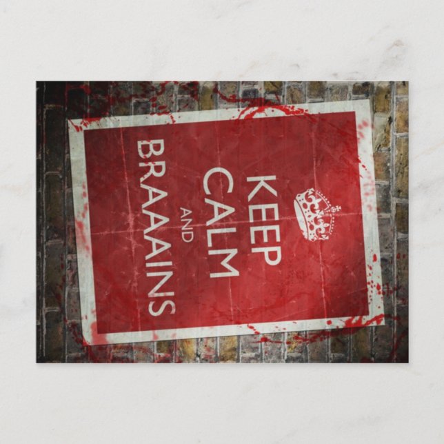 Keep Calm and Braainssss Postcard (Front)