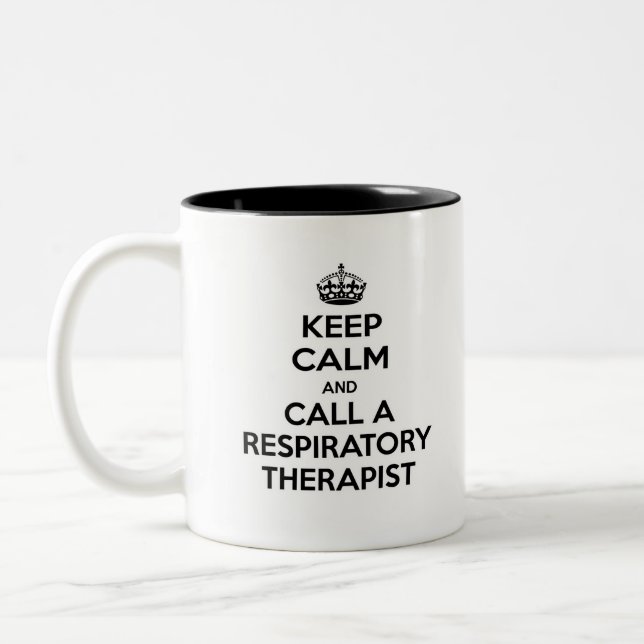 Keep Calm and Call a Respiratory Therapist Two-Tone Coffee Mug (Left)