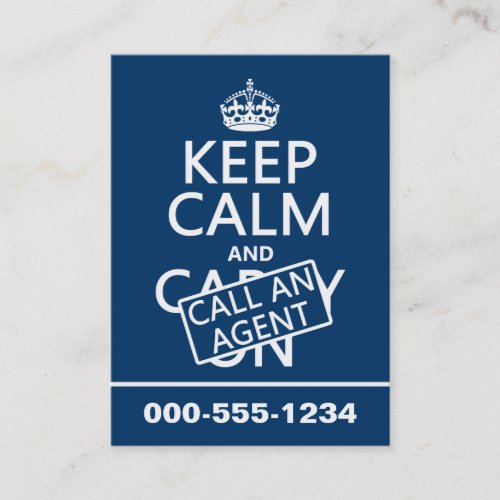 Keep Calm and Call An Agent Business Card Template