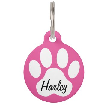 Keep Calm And Call Mom Paw Print Custom Dogs Name Pet Id Tag by INAVstudio at Zazzle
