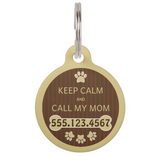 Keep Calm and Call My Mom Round Large ID Dog Tag