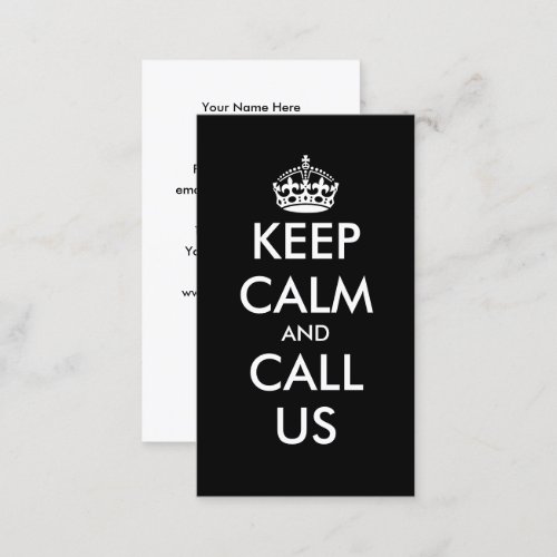 Keep Calm And Call Us business card logo template