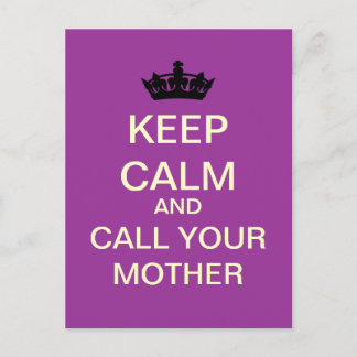KEEP CALM And Call Your Mother Postcard (Lavender)
