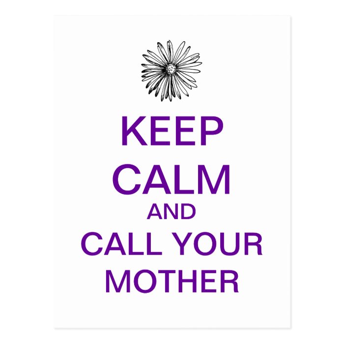 KEEP CALM And Call Your Mother Postcard (Purple)