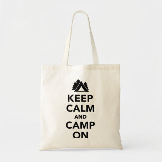 Keep calm and camp on tote bag