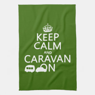 Keep Calm and Caravan On (customizable colors) Kitchen Towel
