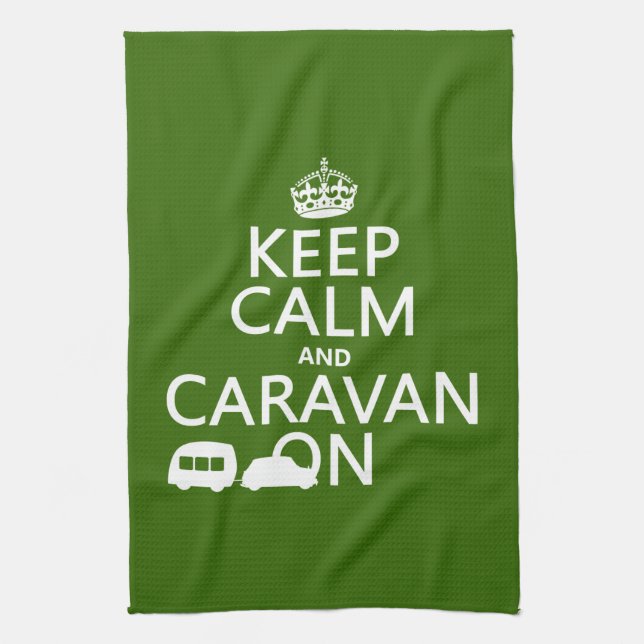 Keep Calm and Caravan On (customizable colors) Kitchen Towel (Vertical)