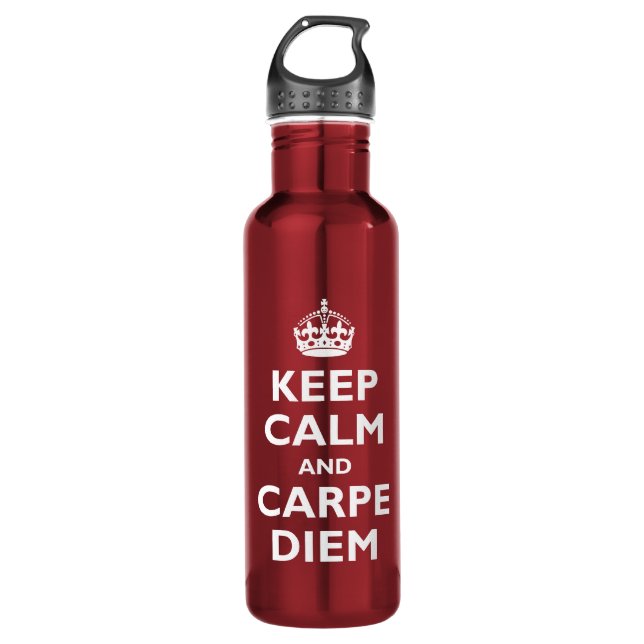Keep Calm and Carpe Diem Stainless Steel Water Bottle (Front)