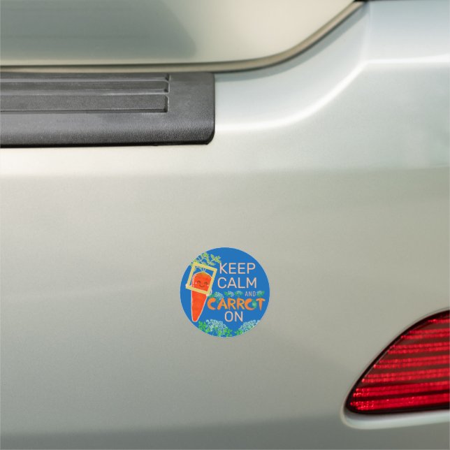 Keep Calm and Carrot On | Carrot Pun Car Magnet (In Situ)