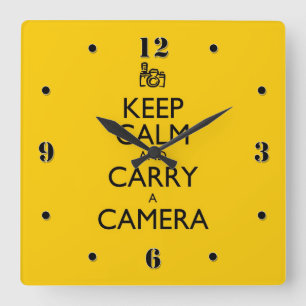 Keep Calm and Carry a Camera Square Wall Clock