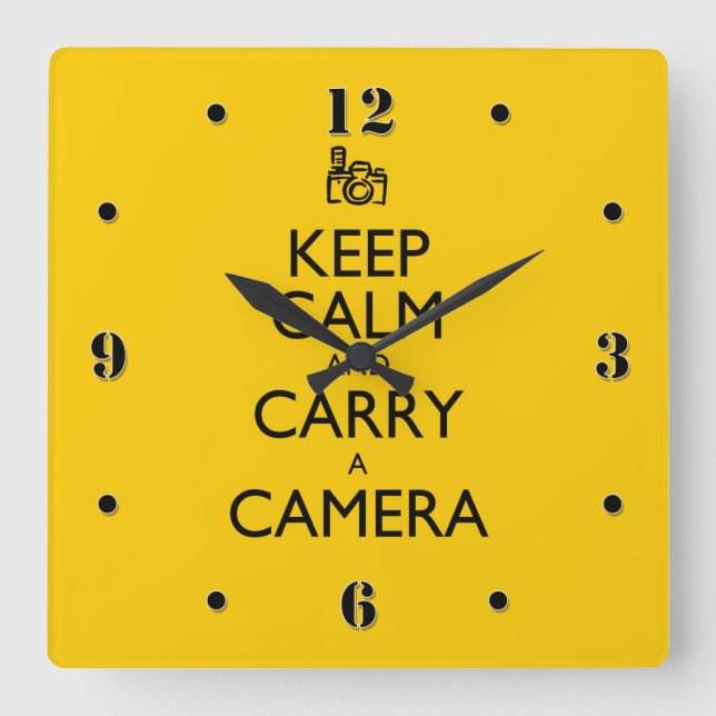 Keep Calm and Carry a Camera Square Wall Clock (Front)